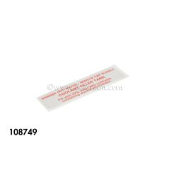 108749 - Coolant Reservoir Label - Official DeLorean Motor Company®
